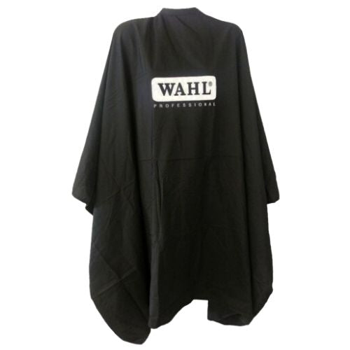 Capa de corte Wahl negra con logo plata cierre velcro