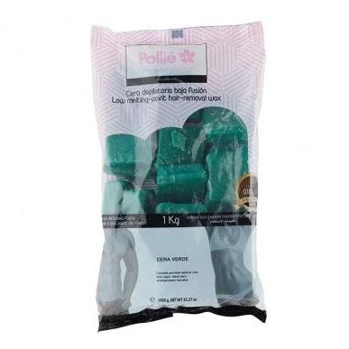 Cera caliente Pollié baja fusión verde premium 1000g - Kissbel