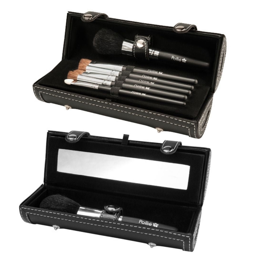 Estuche 7 pinceles de maquillaje Pollié con espejo