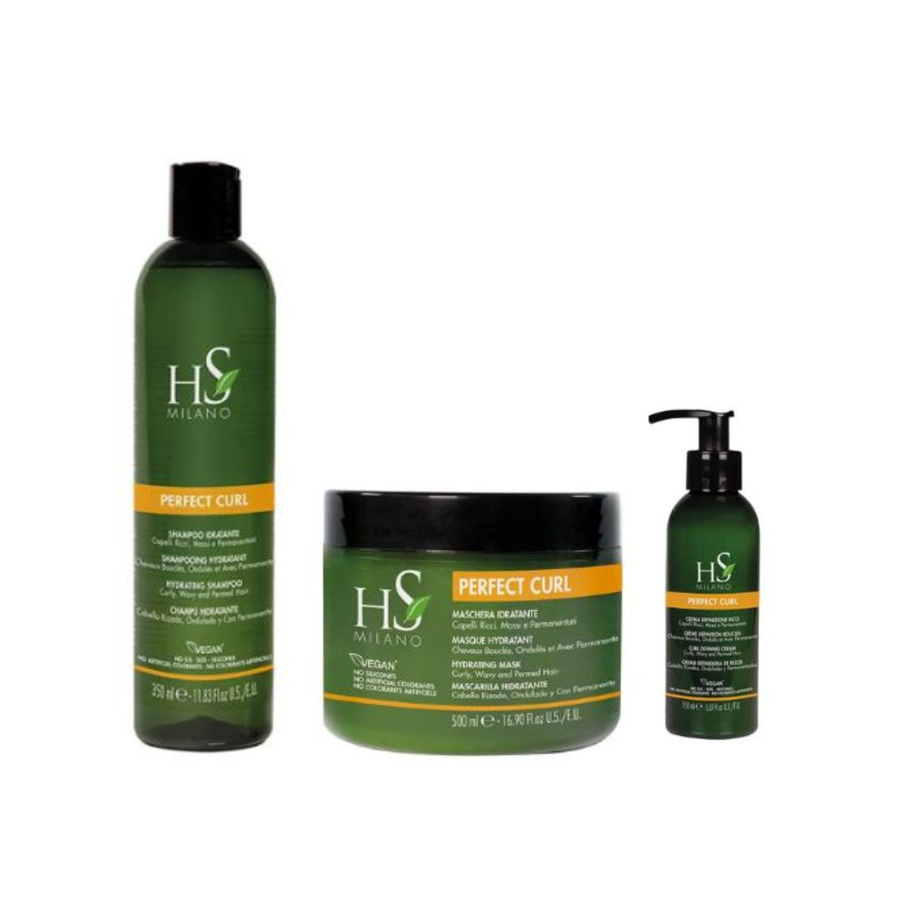 Tratamiento cabello rizado Perfect Curly HS Milano | Pack Champú + Mascarilla + Serum