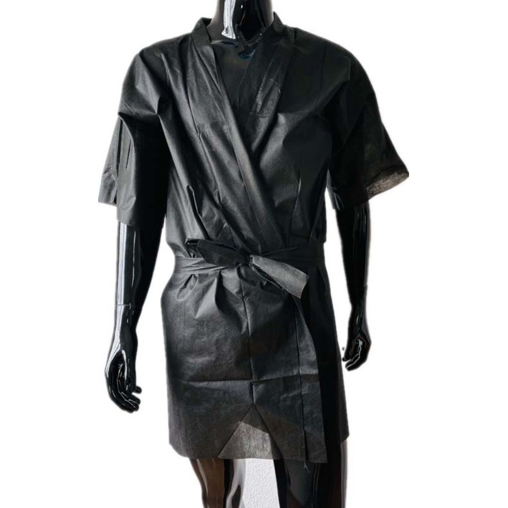 Kimono Desechable Profesional Negro TST con Bolsillo