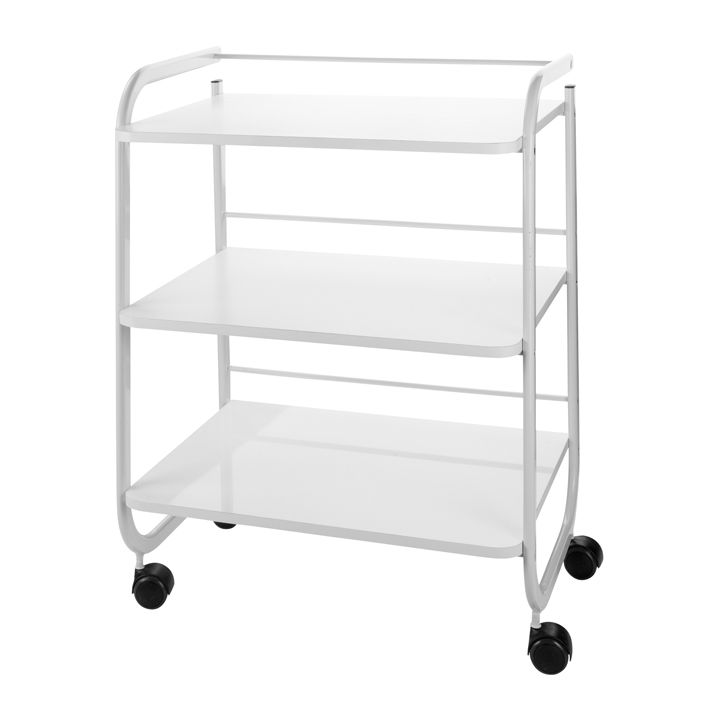 Carrito estética metálico con ruedas color blanco - Kissbel