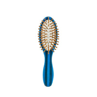 Cepillo Ovalado mango madera color azul y púa con bola