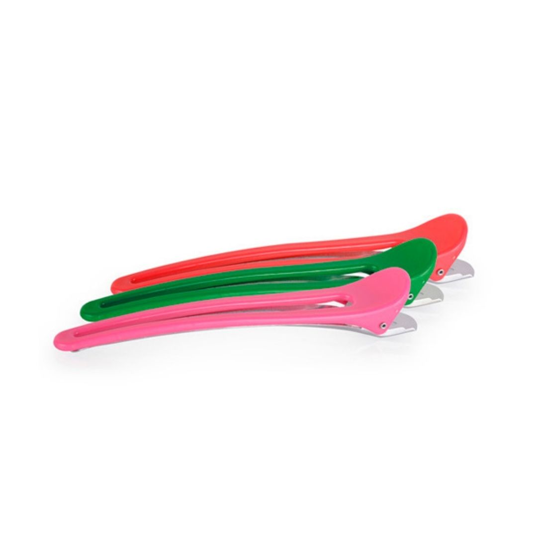Pinza tipo Pato de metal y plástico colores pack 12 unidades